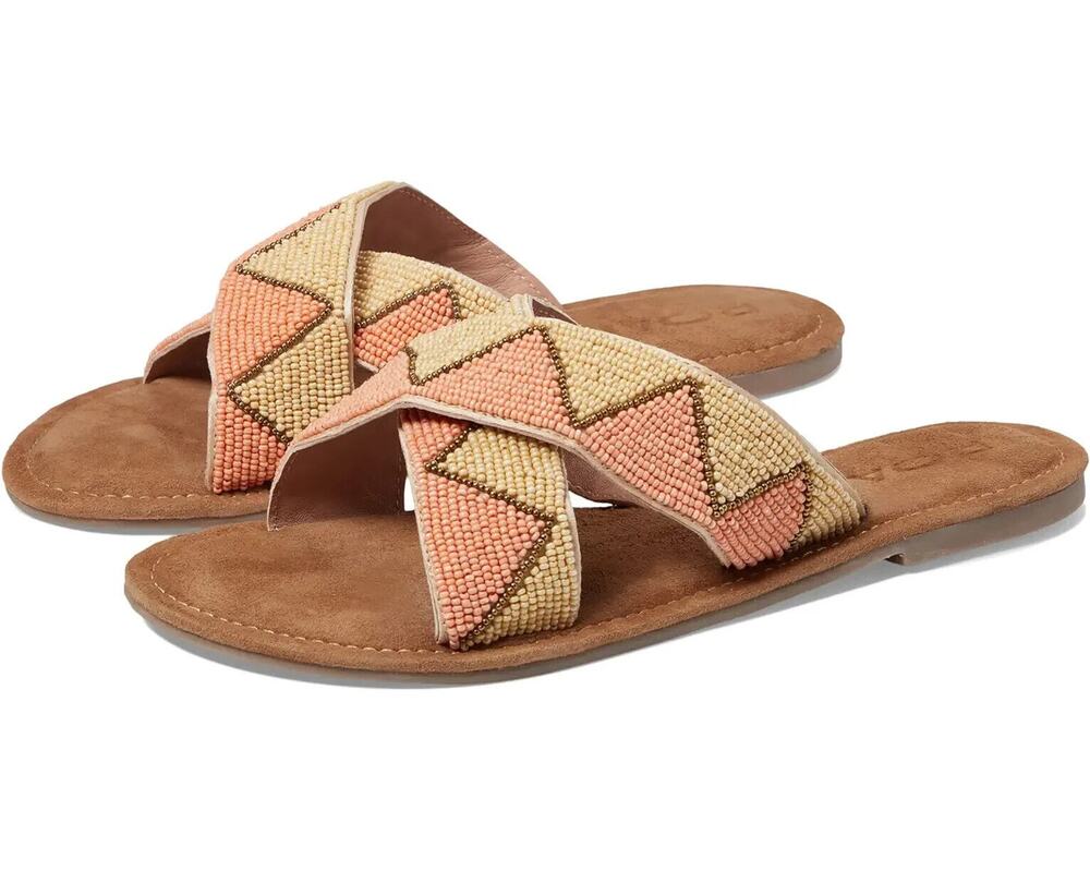 NEW Roan Bed Stu Beaded Slip On Sandals Beige Leather Lining Hand Made Size 9